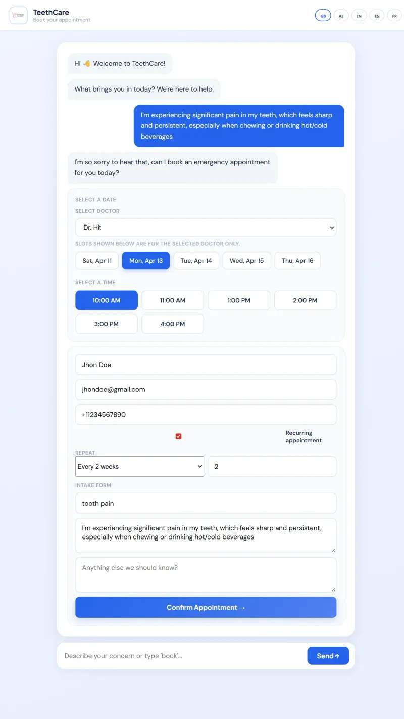 Booking page preview