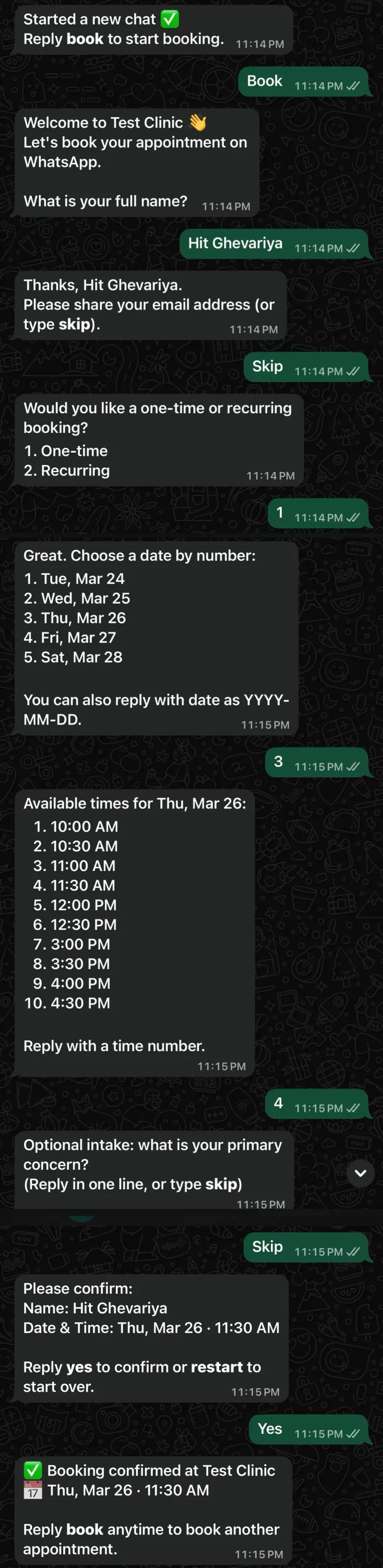 Chat Booking Flow